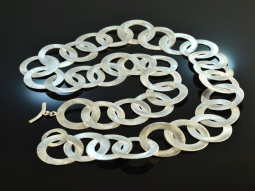 Cool Satin Silver! Schicke satinierte Ring Glieder Kette...