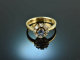 Um 1975! Klassischer Verlobungs Ring mit Saphir und Brillanten Gold 585