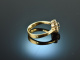 Um 1975! Klassischer Verlobungs Ring mit Saphir und Brillanten Gold 585