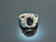 Um 1970! Eleganter Ring mit Saphir ca. 2,0 ct und Brillanten ca. 0,6 ct Wei&szlig; Gold 585