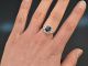 Around 1970! Elegant ring with sapphire and diamonds White Gold 585