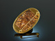 Um 1980! Goldschmiede Design Brosche mit Boulder Opal in Matrix Gold 750