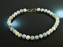 Vivid Blue! Beautiful grained aquamarine necklace silver...