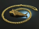 Around 1970! Filigree fish pendant with long chain silver gold plated