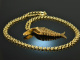 Around 1970! Filigree fish pendant with long chain silver gold plated