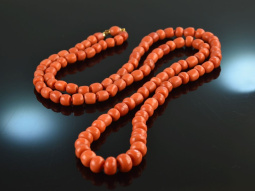 Neapel um 1900! Lange gro&szlig;e Korallen Kette Silber...