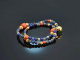 Ancient Chic! Fancy Armband 2reihig Koralle Lapislazuli Saphir Silber 925 vergoldet