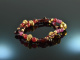 Red Blossom! 2reihiges Fancy Armband mit Granat Achat und Pink Saphir aus Silber 925 vergoldet