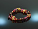 Red Blossom! 2reihiges Fancy Armband mit Granat Achat und Pink Saphir aus Silber 925 vergoldet