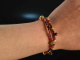 Red Blossom! 2reihiges Fancy Armband mit Granat Achat und Pink Saphir aus Silber 925 vergoldet