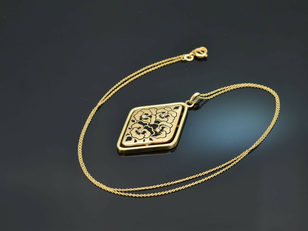 Saatperlen Jugendstil Gold Um € 1905! Kette Niello 599,00 mit Anhänger 585,