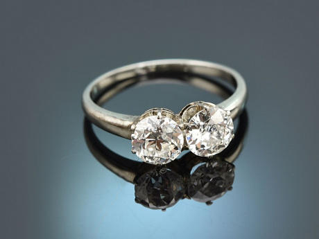 Um 1930! Ring mit Altschliffdiamanten zus. ca. 1,2 ct Weiß Gold 750