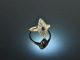 Um 1915! Schöner Belle Epoque Ring mit Saphir und Diamanten Gold 585 Platin