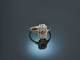 Um 1925! Schlichter Art Deco Ring mit Turmalin Wei&szlig; Gold 585