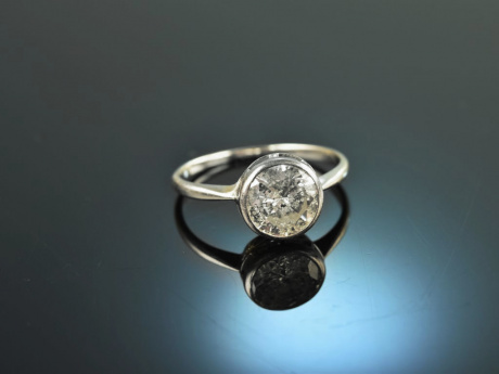 Um 1935! Großer Solitär Diamant Ring ca. 2,1 ct Weiß Gold 585