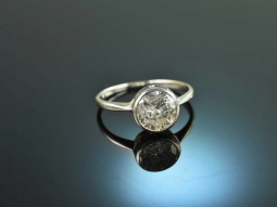 Um 1935! Gro&szlig;er Solit&auml;r Diamant Ring ca. 2,1 ct Wei&szlig; Gold 585