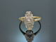 Um 1925! Strenger Art Deco Ring mit Diamanten Gold 585 Platin