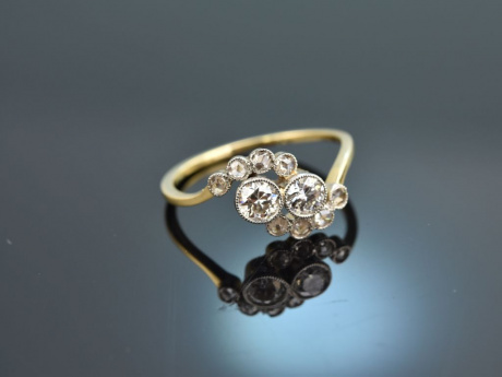 Um 1930! Eleganter Ring mit Diamanten Gold 585