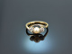 Um 1930! Sch&ouml;ner Ring mit Zuchtperle und Diamanten Gold 585