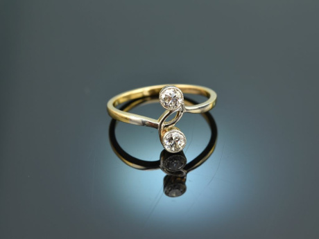 Um 1910! Schner Jugendstil Ring mit Diamanten Gold 585