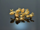 Around 1950! Sculptural pine branch brooch 750 gold