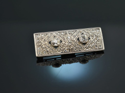 Um 1930! Strenge Art Deco Brosche mit Diamanten 1,4 ct...