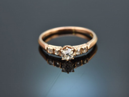 Um 1900! Sch&ouml;ner Ring mit Diamanten Rot Gold 585