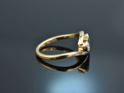 Um 1915! Sch&ouml;ner Smaragd Ring mit Diamanten Gold 585...