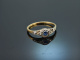 Um 1910! Feiner Saphir Ring mit Diamanten Gold 585 und Platin