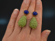 Blue and Green! Tropfen Ohrringe Lapislazuli Peridot Silber 925 vergoldet