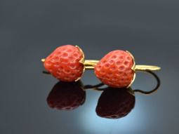 Coral Strawberries! Gro&szlig;e Korallen Erdbeer Ohrringe...