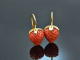 Coral Strawberries! Groe Korallen Erdbeer Ohrringe Silber 925 vergoldet