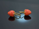 Coral Strawberries! Groe Korallen Erdbeer Ohrringe Silber 925 vergoldet