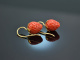 Coral Strawberries! Groe Korallen Erdbeer Ohrringe Silber 925 vergoldet