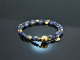 K&ouml;nigin der Nacht! Fancy Armband 2reihig Saphir Lapislazuli Sodalith Kyanit Silber 925 vergoldet