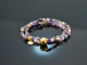 Violet Dreams! Fancy Armband 2reihig Amethyst Labradorit Rosenquarz Silber 925 vergoldet