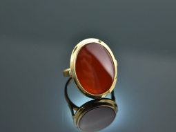 Um 1970! Sch&ouml;ner Wappen Siegel Ring mit Karneol Gold...