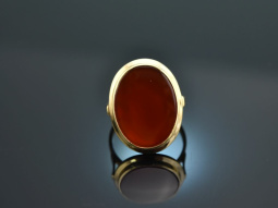 Um 1970! Sch&ouml;ner Wappen Siegel Ring mit Karneol Gold...