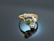 Um 1905! Schöner Jugendstil Ring mit Smaragd und Diamanten Gold 585