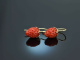 Coral Strawberries! Groe Korallen Erdbeer Ohrringe Gold 585