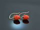 Coral Strawberries! Groe Korallen Erdbeer Ohrringe Gold 585