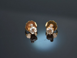 Um 1910! Edle Altschliff Diamant Ohrringe 1,6 ct Rotgold 750