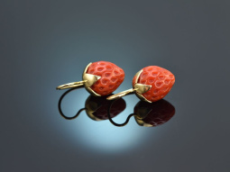 Coral Strawberries! Gro&szlig;e Korallen Erdbeer Ohrringe...