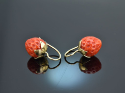 Coral Strawberries! Gro&szlig;e Korallen Erdbeer Ohrringe...