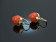 Coral Strawberries! Groe Korallen Erdbeer Ohrringe Gold 585