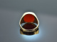 Um 1960! Klassischer Wappen Siegel Ring mit Karneol Gold 333