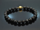 Black Sparkle! Facettierte Onyx Kette mit vergoldeter Silberschliee