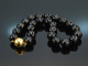 Black Sparkle! Facettierte Onyx Kette mit vergoldeter Silberschliee