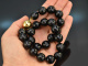 Black Sparkle! Facettierte Onyx Kette mit vergoldeter Silberschliee