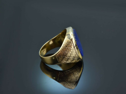 Um 1965! Gro&szlig;er Wappen Siegel Ring mit Lapislazuli...